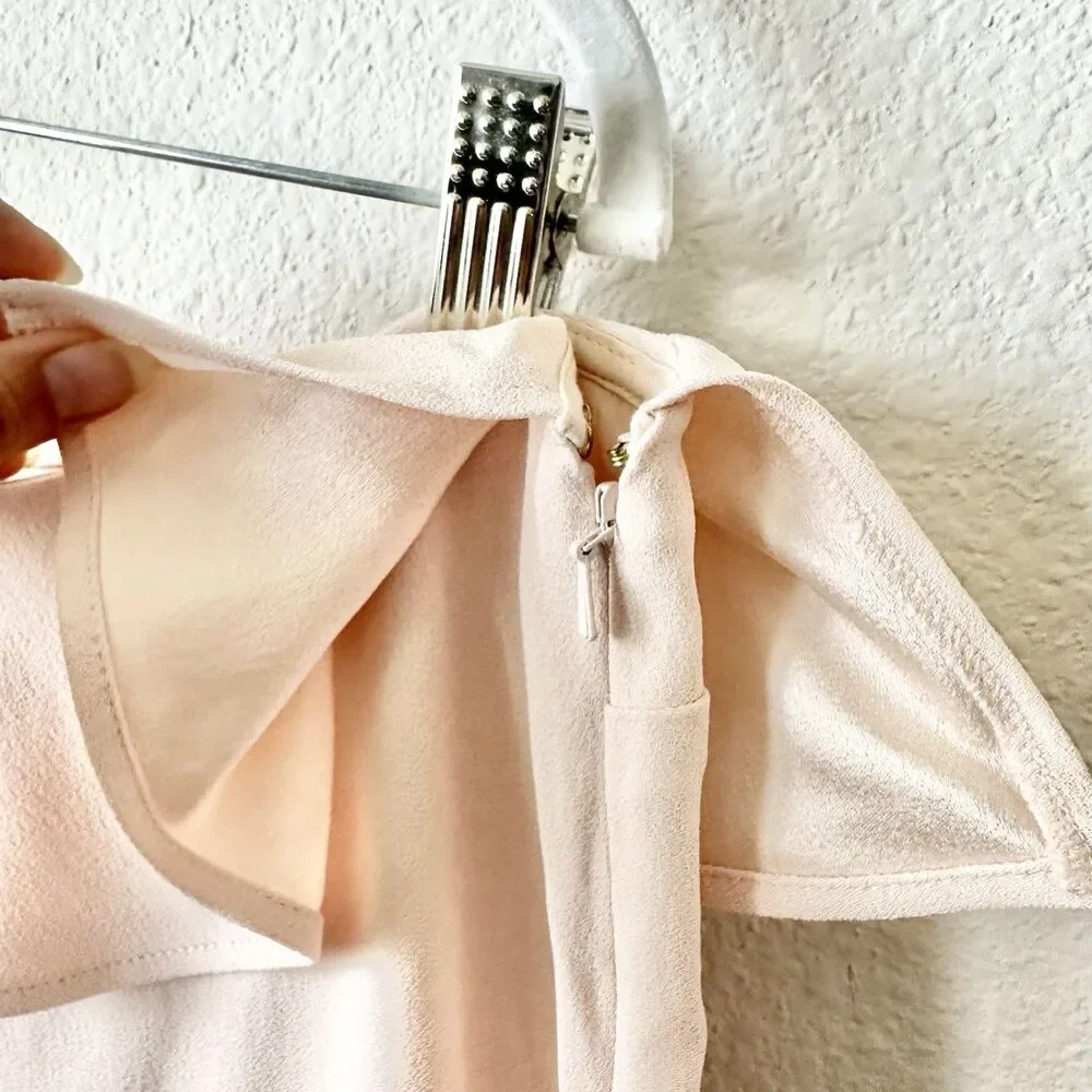 Sezane Louison One Shoulder Shift Dress In Pink Ruffle Size 40 French US 8 - Picture 7 of 10